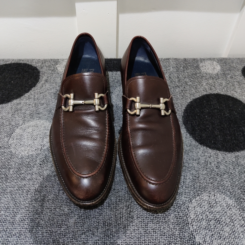 Salvatore Ferragamo Men’s Brown Leather Gancini Bit Loafers Size 8.5 - Picture 2 of 10